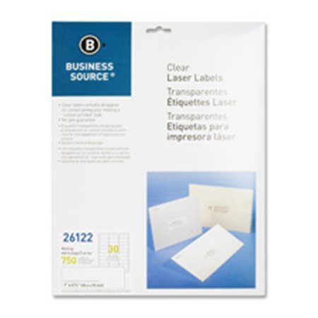 BUSINESS SOURCE Mailing Labels- Laser- 1 in. x 2.75 in.- 1500-PK- Clear BSN26123